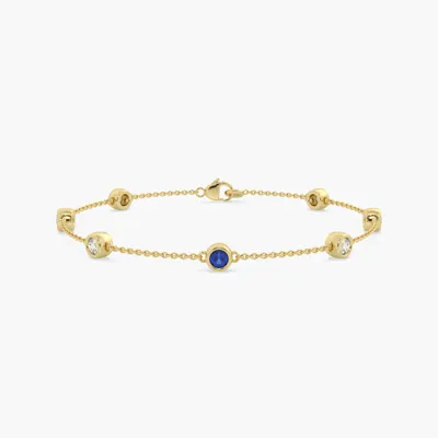 Bezel Lab Diamond & Lab Sapphire Station Bracelet (1.00 ct. tw.)