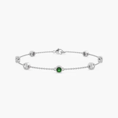 Bezel Lab Diamond & Lab Emerald Station Bracelet (1.00 ct. tw.)
