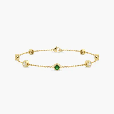 Bezel Lab Diamond & Lab Emerald Station Bracelet (1.00 ct. tw.)