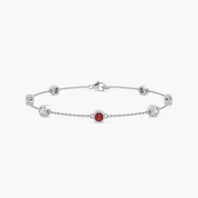 Bezel Lab Diamond & Lab Ruby Station Bracelet (1.00 ct. tw.)