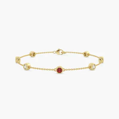 Bezel Lab Diamond & Lab Ruby Station Bracelet (1.00 ct. tw.)