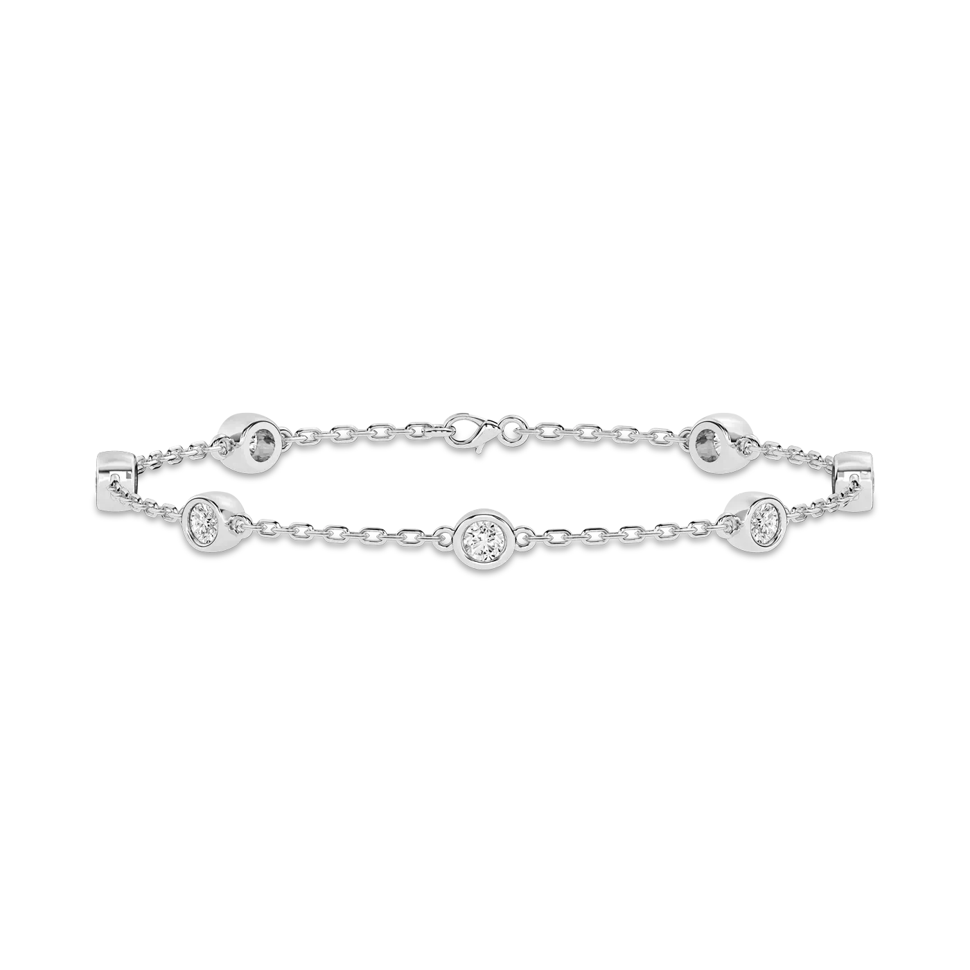 Diamond Station Bracelet Silver Engagement Ring