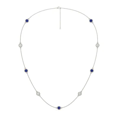 Bezel Lab Diamond & Lab Sapphire Station Necklace (2.00 ct. tw.)