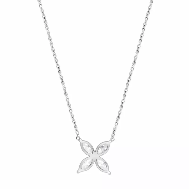 14K White Gold Lab Marquise Diamond Quad Pendant