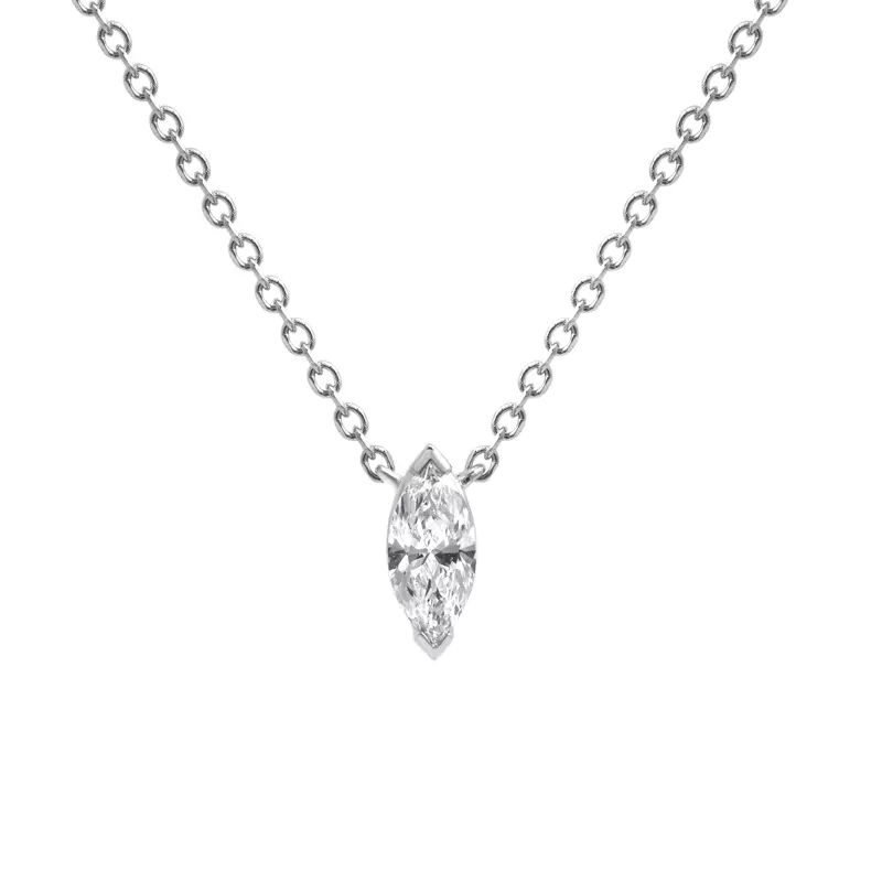 14K White Gold Lab Marquise Diamond Pendant