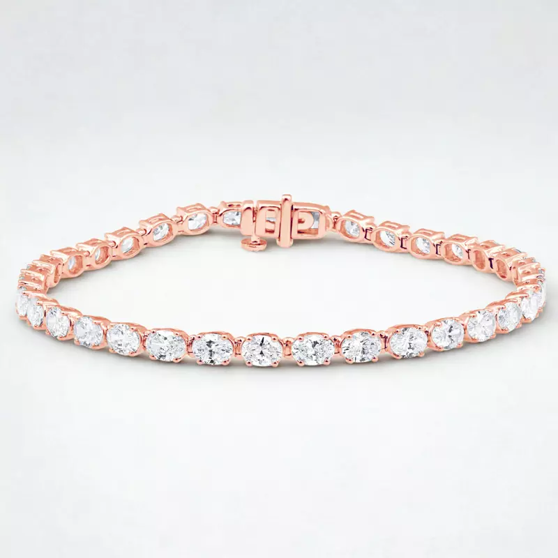 14K Rose Gold Oval Lab Diamond East-West Tennis Bracelet (7 ct. tw.)