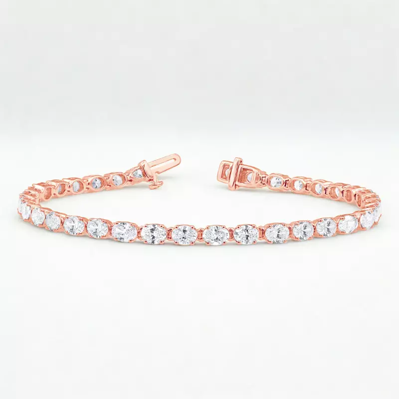 14K Rose Gold Oval Lab Diamond East-West Tennis Bracelet (7 ct. tw.)