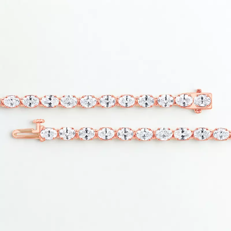 14K Rose Gold Oval Lab Diamond East-West Tennis Bracelet (7 ct. tw.)