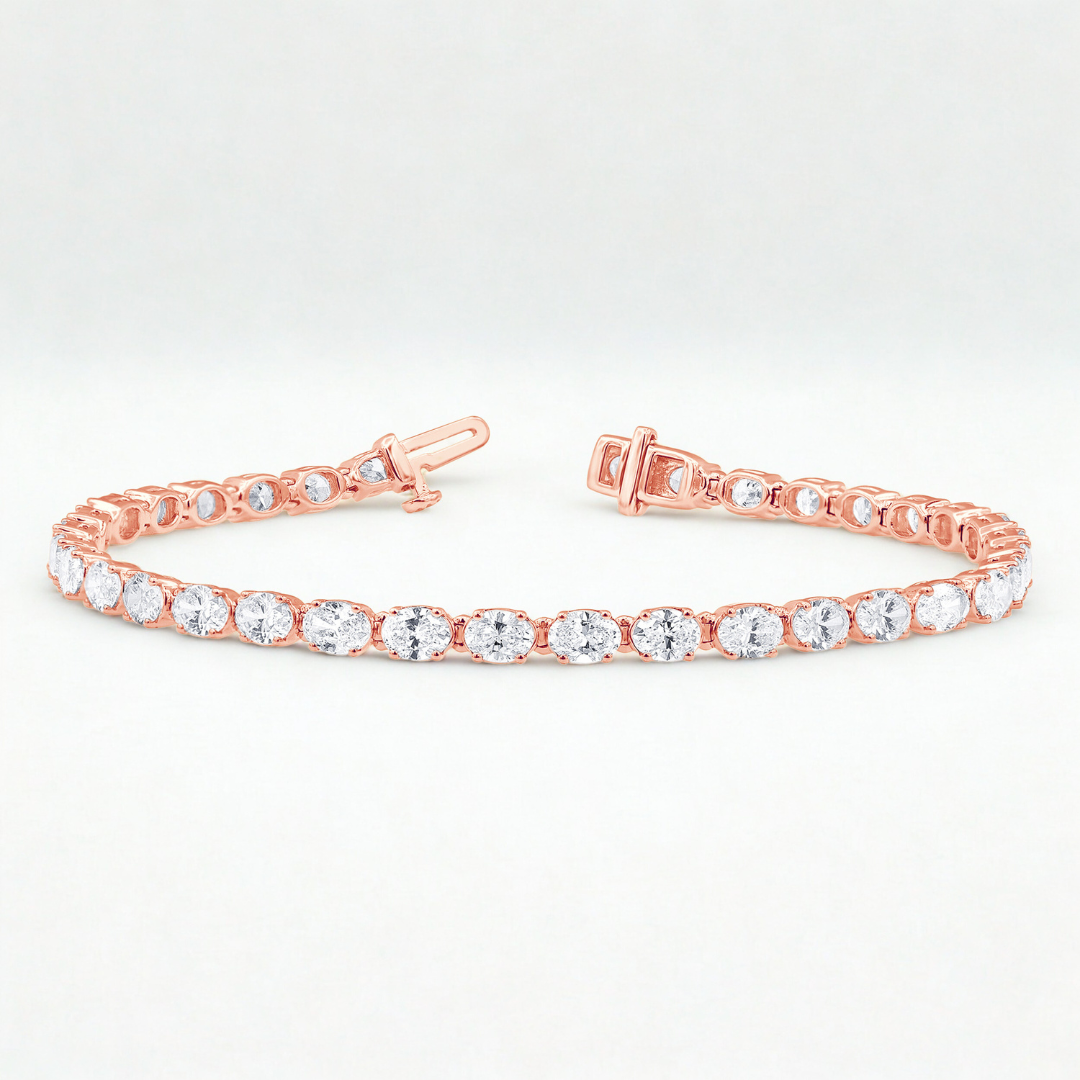 Oval Lab Diamond East-West Tennis Bracelet (7 ct. tw.)-14K Rose Gold
