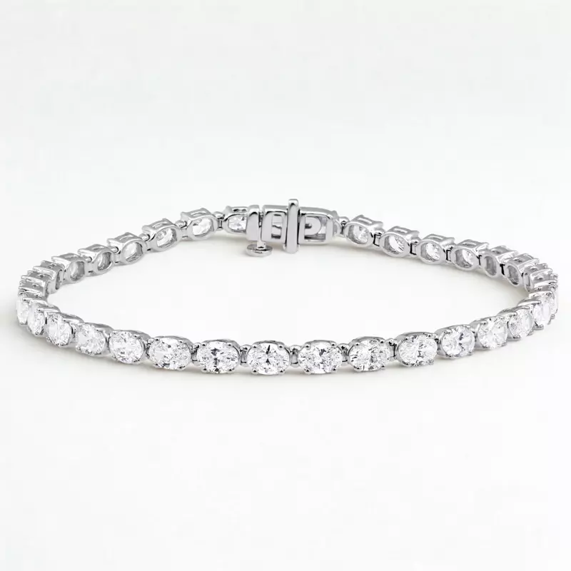 14K White Gold Oval Lab Diamond East-West Tennis Bracelet (7 ct. tw.)