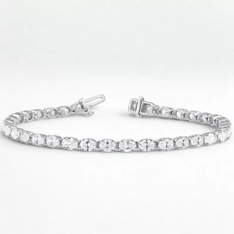 14K White Gold Oval Lab Diamond East-West Tennis Bracelet (7 ct. tw.)