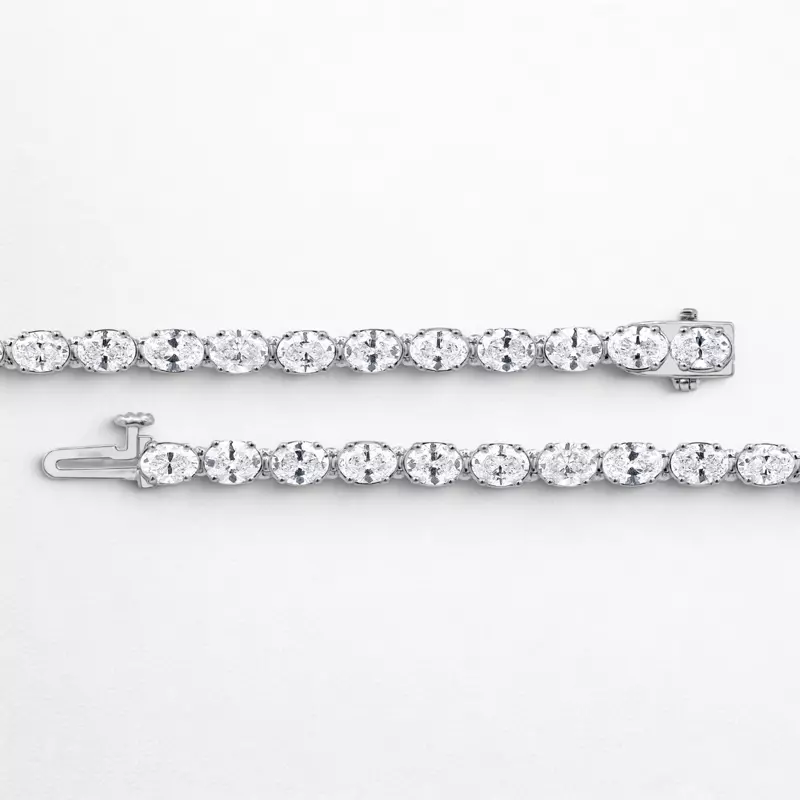 14K White Gold Oval Lab Diamond East-West Tennis Bracelet (7 ct. tw.)