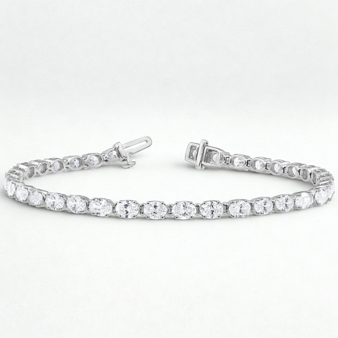 Oval Lab Diamond East-West Tennis Bracelet (7 ct. tw.)-14K White Gold