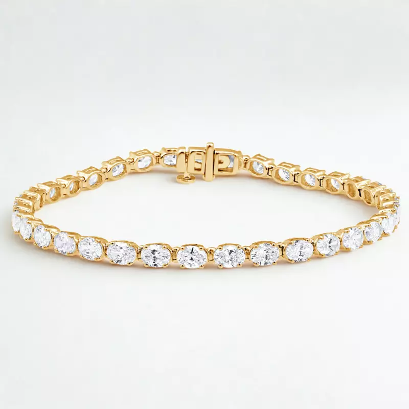 14K Yellow Gold Oval Lab Diamond East-West Tennis Bracelet (7 ct. tw.)