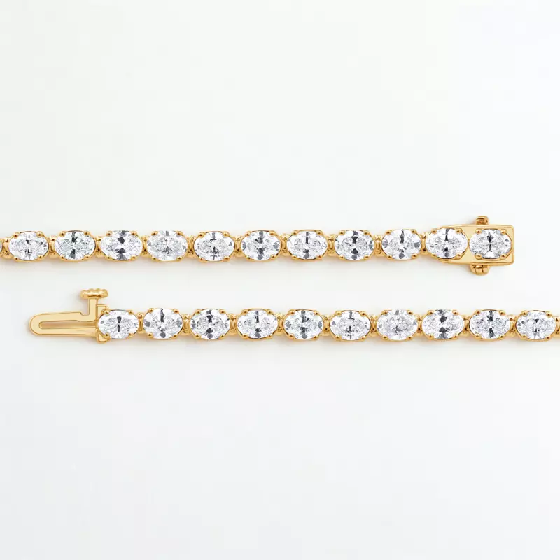 14K Yellow Gold Oval Lab Diamond East-West Tennis Bracelet (7 ct. tw.)