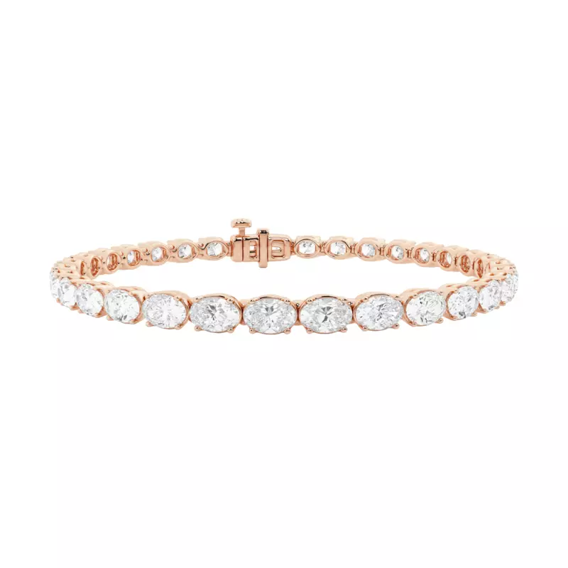 14K Rose Gold Oval Lab Diamond East-West Tennis Bracelet (8 ct. tw.)