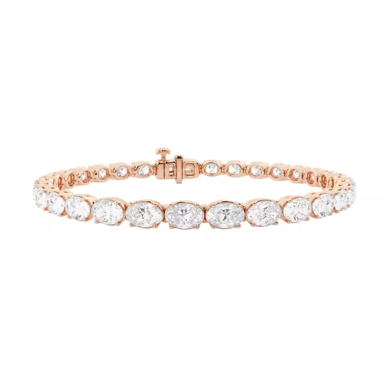 14K Rose Gold Oval Lab Diamond East-West Tennis Bracelet (9 ct. tw.)