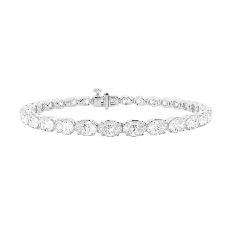 Platinum Oval Lab Diamond East-West Tennis Bracelet (9 ct. tw.)