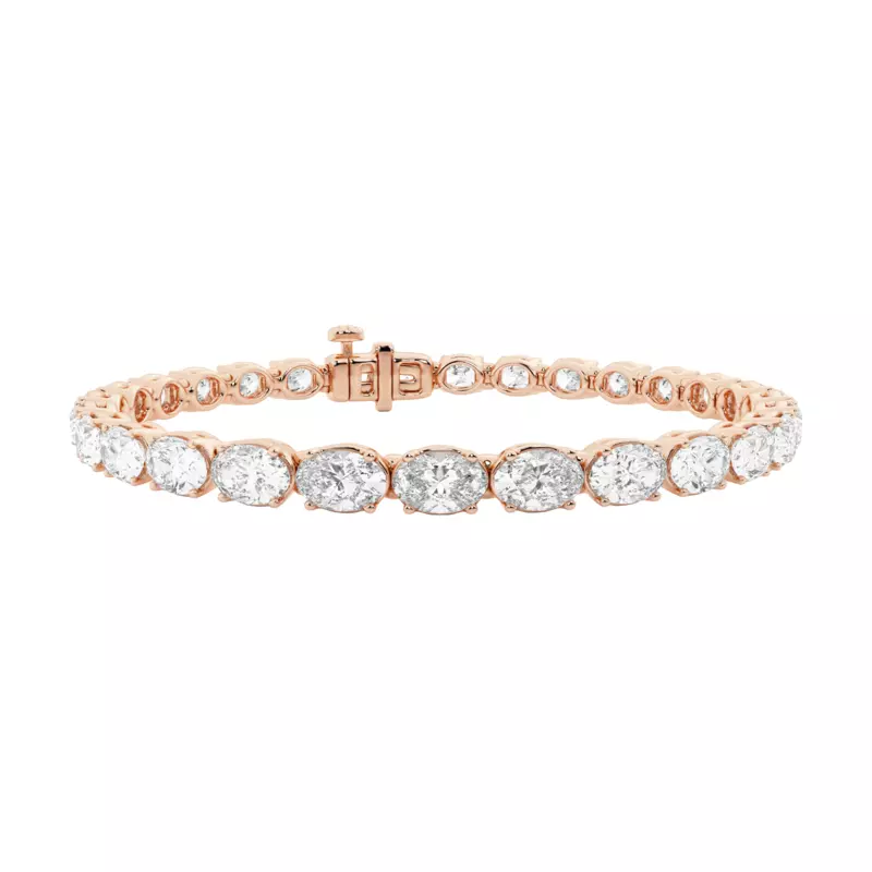 14K Rose Gold Oval Lab Diamond East-West Tennis Bracelet (10 ct. tw.)