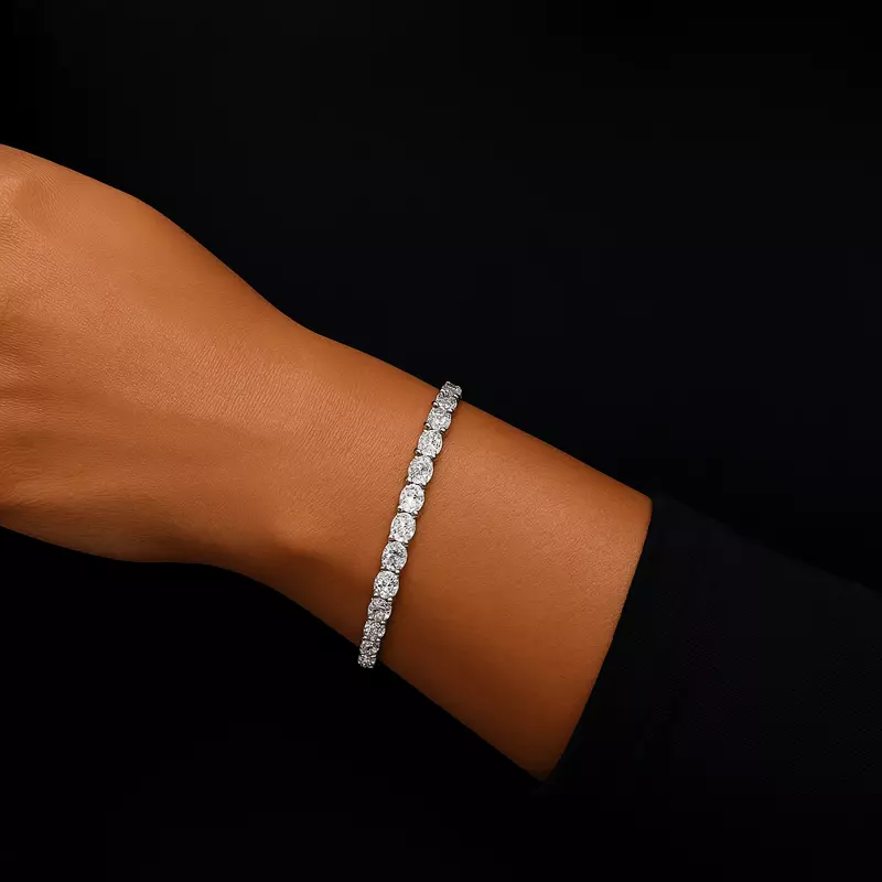 14K Rose Gold Oval Lab Diamond East-West Tennis Bracelet (10 ct. tw.)