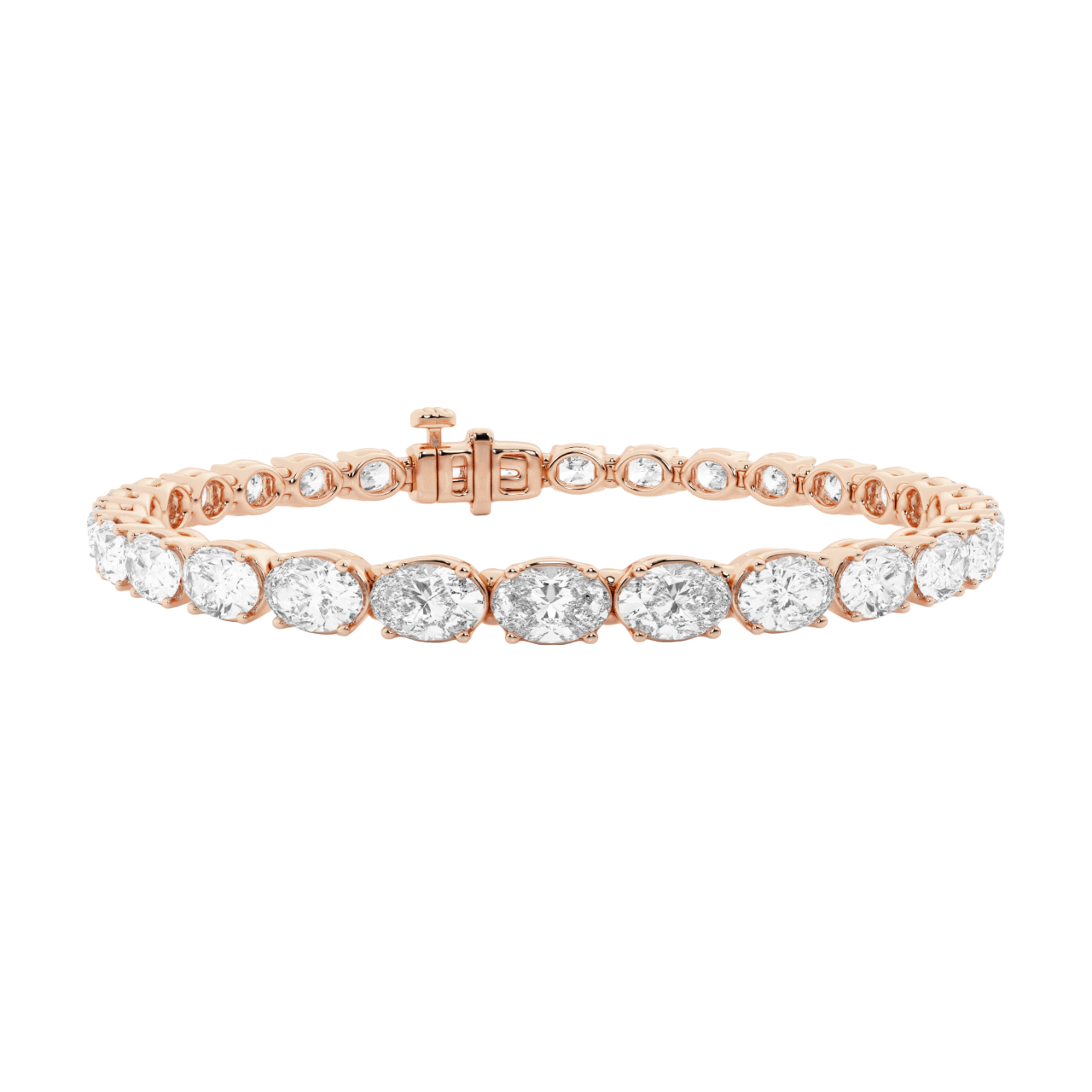 Oval Lab Diamond East-West Tennis Bracelet (10 ct. tw.)-14K Rose Gold