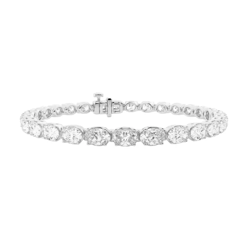 Platinum Oval Lab Diamond East-West Tennis Bracelet (10 ct. tw.)