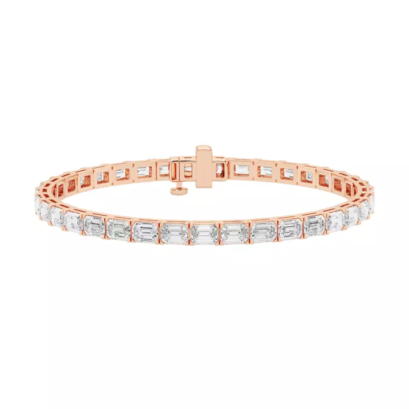 14K Rose Gold Emerald Lab Diamond East-West Tennis Bracelet (12 1/5 ct. tw.)