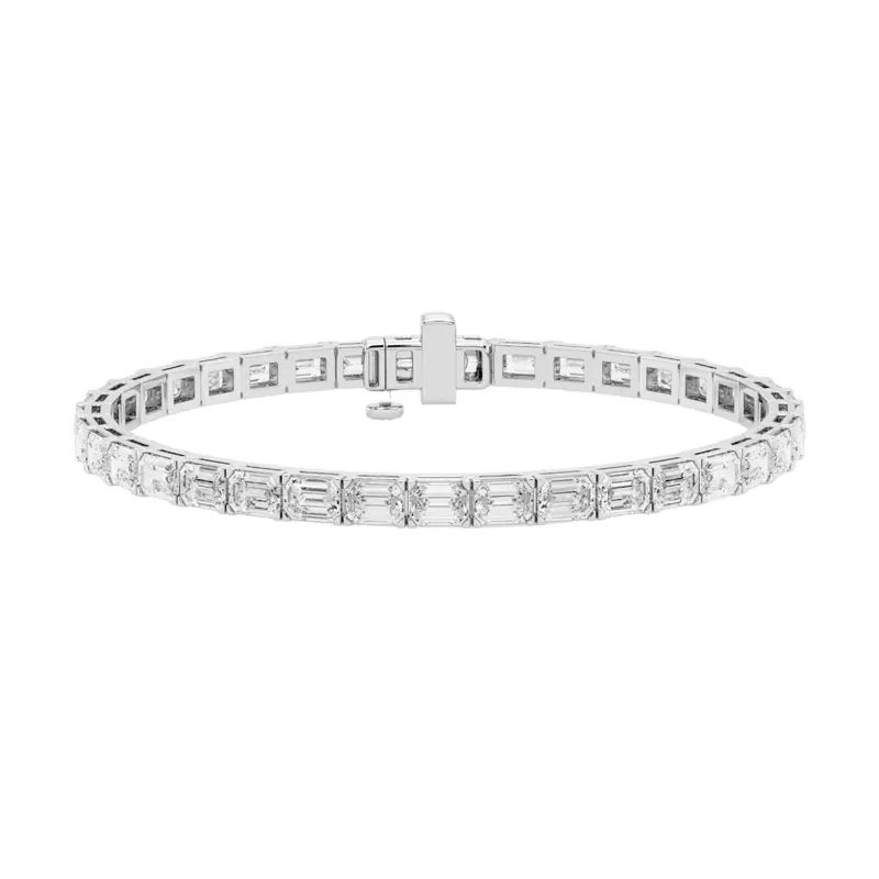 14K White Gold Emerald Lab Diamond East-West Tennis Bracelet (12 1/5 ct. tw.)
