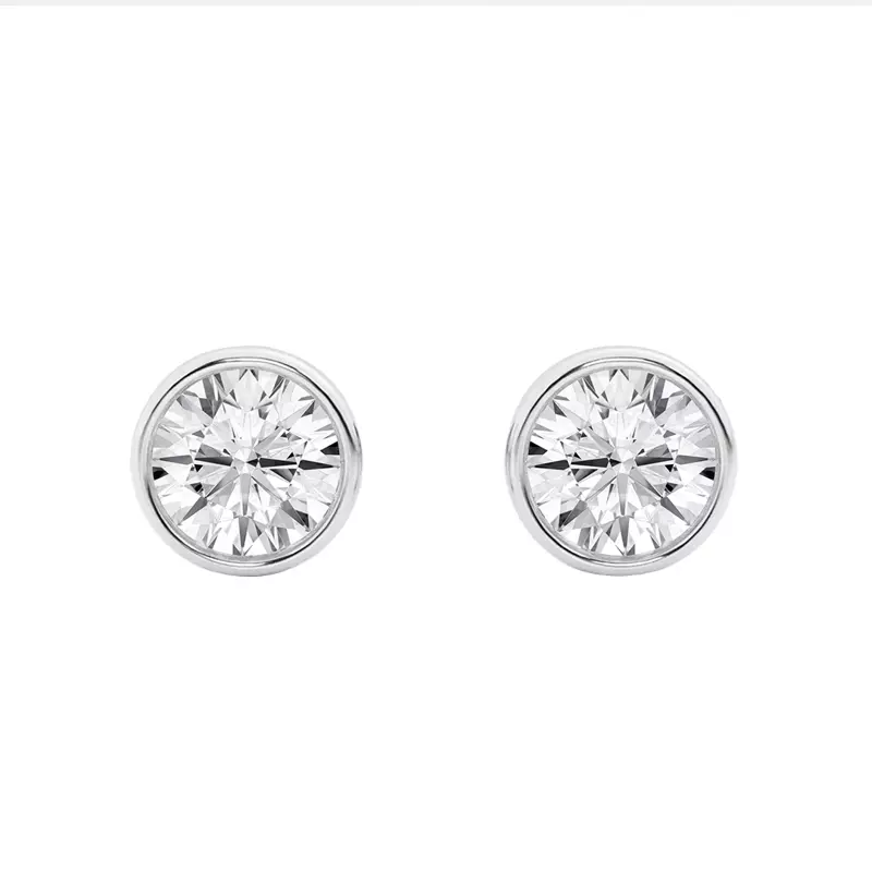 14K White Gold Round Lab Diamond Bezel Stud Earrings (1 1/2 ct. tw.)