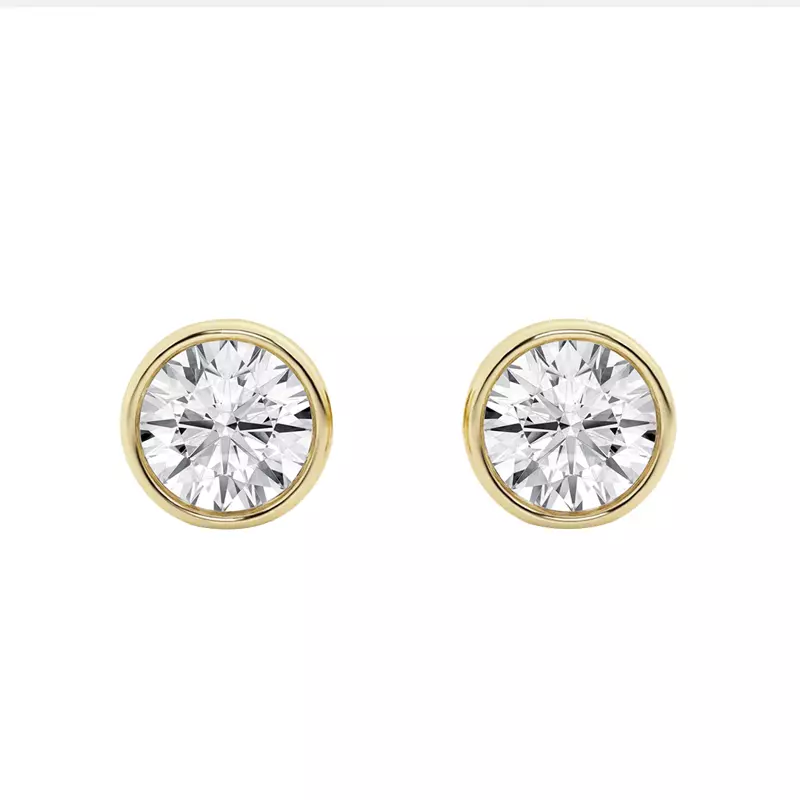 14K Yellow Gold Round Lab Diamond Bezel Stud Earrings (1 1/2 ct. tw.)