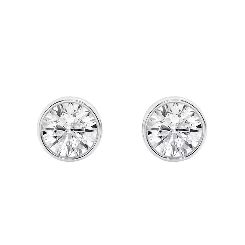 14K White Gold Round Lab Diamond Bezel Stud Earrings (2 ct. tw.)