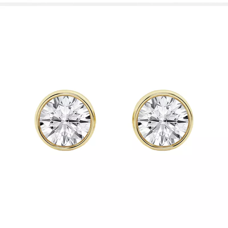 14K Yellow Gold Round Lab Diamond Bezel Stud Earrings (2 ct. tw.)