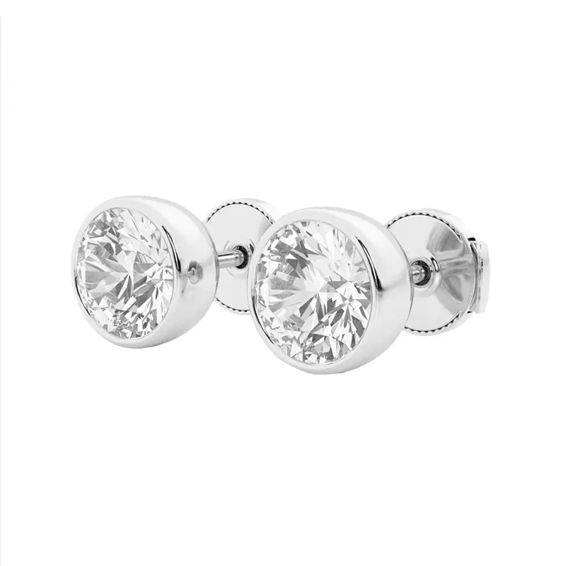 14K White Gold Round Lab Diamond Bezel Stud Earrings (3 ct. tw.)