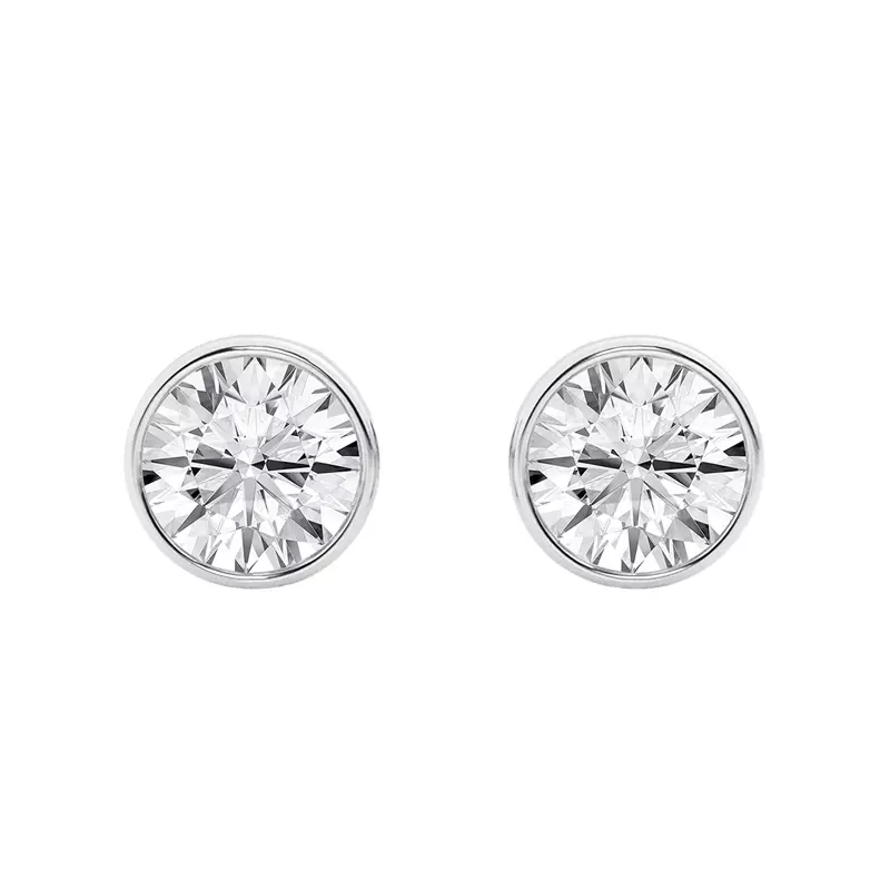 14K White Gold Round Lab Diamond Bezel Stud Earrings (3 ct. tw.)
