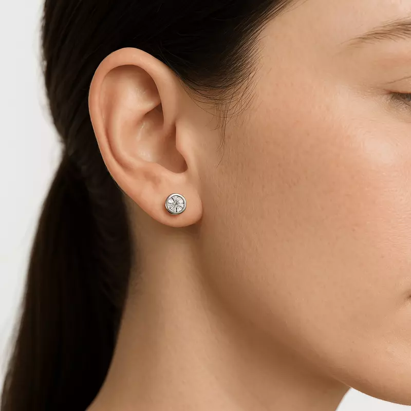 14K White Gold Round Lab Diamond Bezel Stud Earrings (3 ct. tw.)