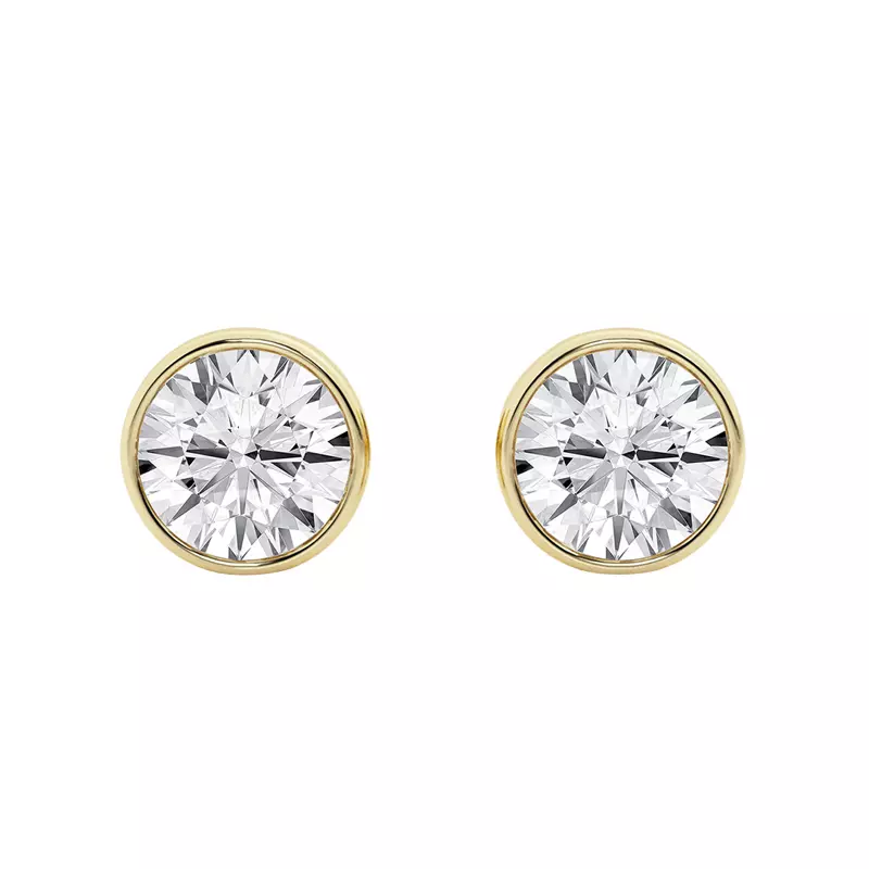 14K Yellow Gold Round Lab Diamond Bezel Stud Earrings (3 ct. tw.)