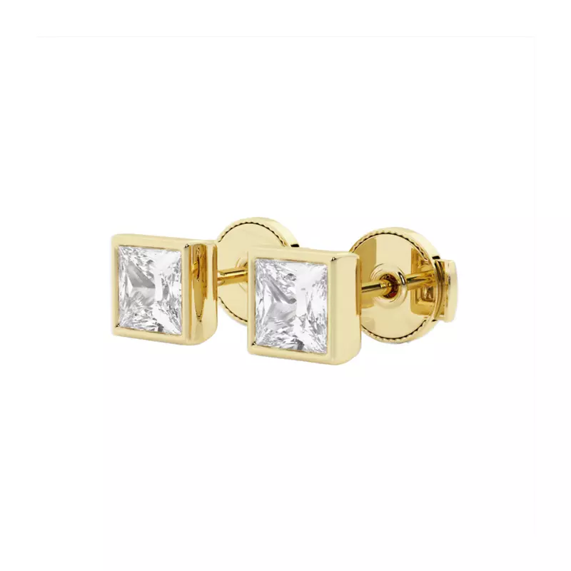 14K Yellow Gold Princess Lab Grown Diamond Bezel Set Stud Earrings (1/2 ct. tw.)