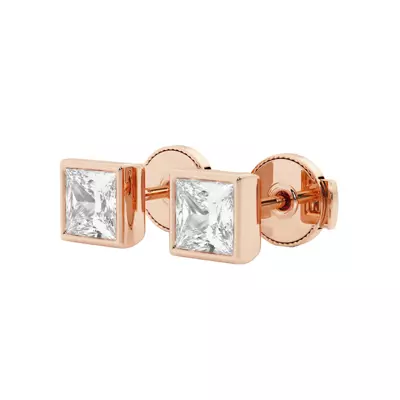 Princess Lab Grown Diamond Bezel Set Stud Earrings (1 ct. tw.)