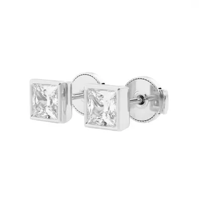 Princess Lab Grown Diamond Bezel Set Stud Earrings (1 ct. tw.)