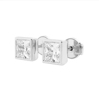 Princess Lab Grown Diamond Bezel Set Stud Earrings (1 1/2 ct. tw.)