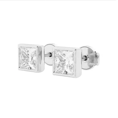 Princess Lab Grown Diamond Bezel Set Stud Earrings (2 ct. tw.)