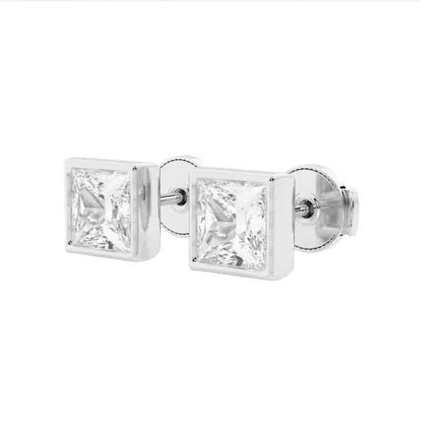 Princess Lab Grown Diamond Bezel Set Stud Earrings (2 ct. tw.)