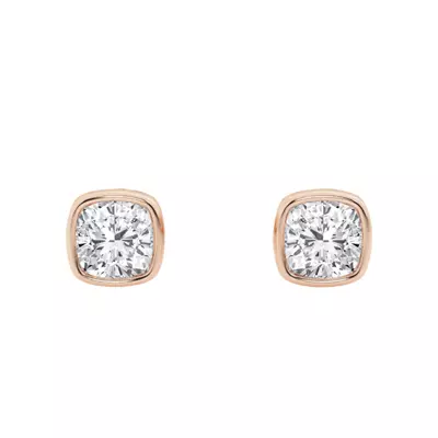 Cushion Lab Diamond Bezel Stud Earrings (1/2 ct. tw.)
