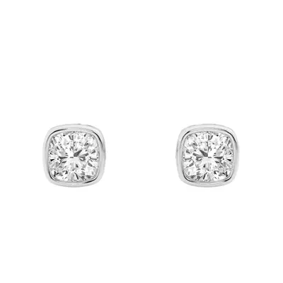 Cushion Lab Diamond Bezel Stud Earrings (1/2 ct. tw.)