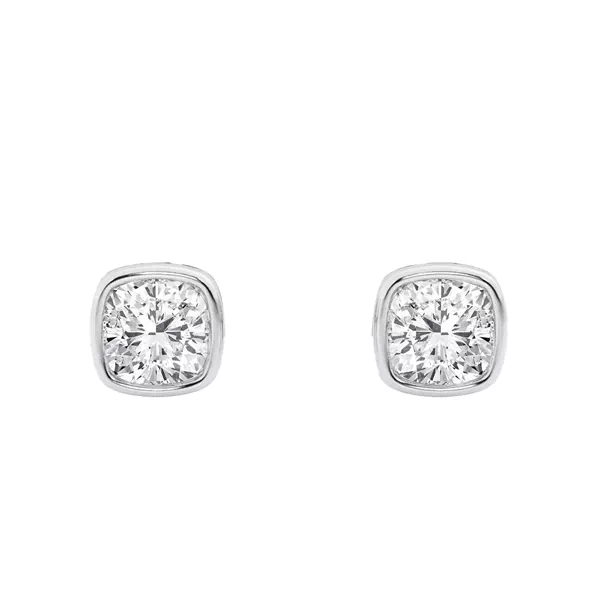 Cushion Lab Diamond Bezel Stud Earrings (1/2 ct. tw.)
