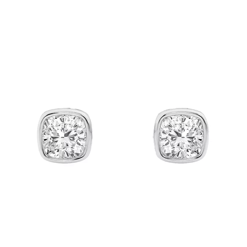 14K White Gold Cushion Lab Diamond Bezel Stud Earrings (1/2 ct. tw.)