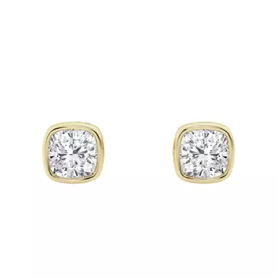 Cushion Lab Diamond Bezel Stud Earrings (1/2 ct. tw.)