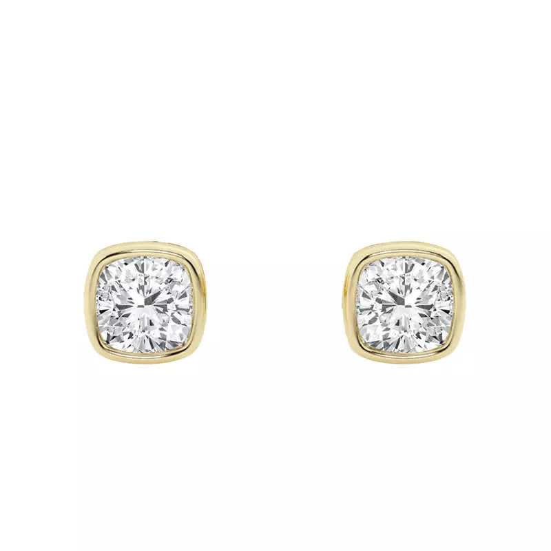 14K Yellow Gold Cushion Lab Diamond Bezel Stud Earrings (1/2 ct. tw.)