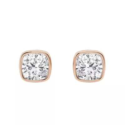 Cushion Lab Diamond Bezel Stud Earrings (1 ct. tw.)