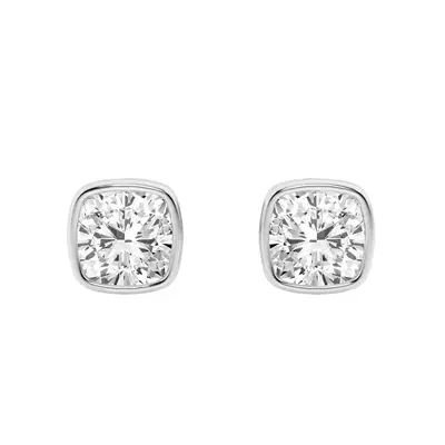 Cushion Lab Diamond Bezel Stud Earrings (1 ct. tw.)